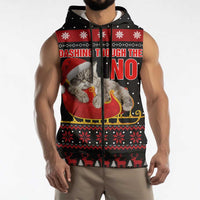 Cat Dashing Through The No Christmas Sleeveless Zip Hoodie Xmas Holiday Patterns - Wonder Print Shop