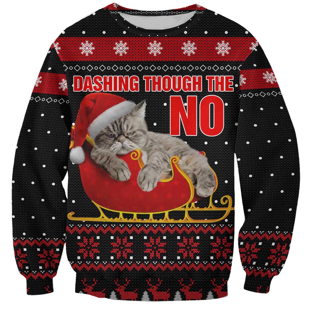 Cat Dashing Through The No Christmas Sweatshirt Xmas Holiday Patterns - Wonder Print Shop