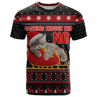 Cat Dashing Through The No Christmas T Shirt Xmas Holiday Patterns - Wonder Print Shop