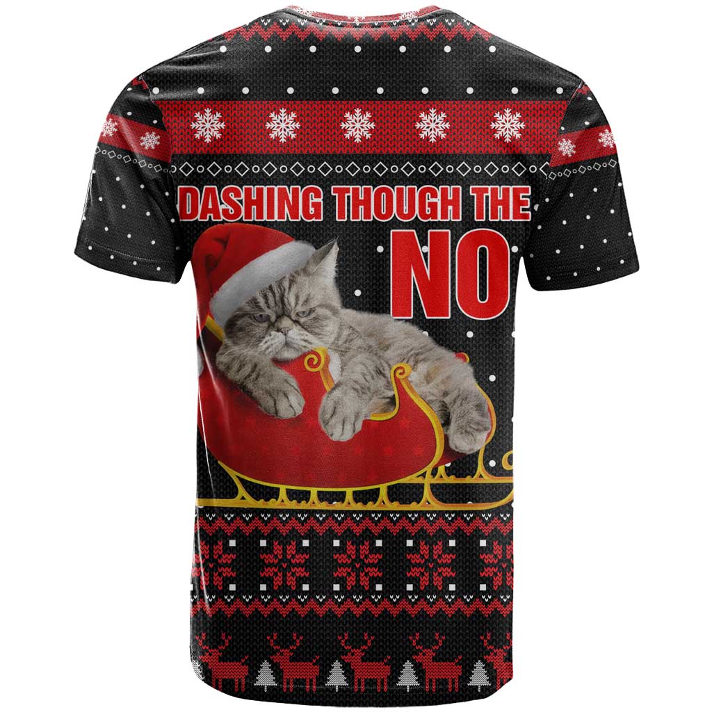 Cat Dashing Through The No Christmas T Shirt Xmas Holiday Patterns - Wonder Print Shop