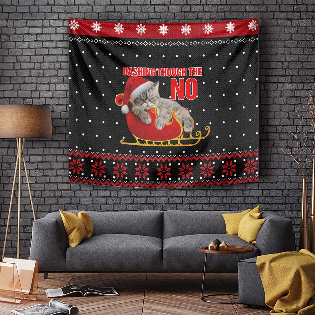 Cat Dashing Through The No Christmas Tapestry Xmas Holiday Patterns - Wonder Print Shop