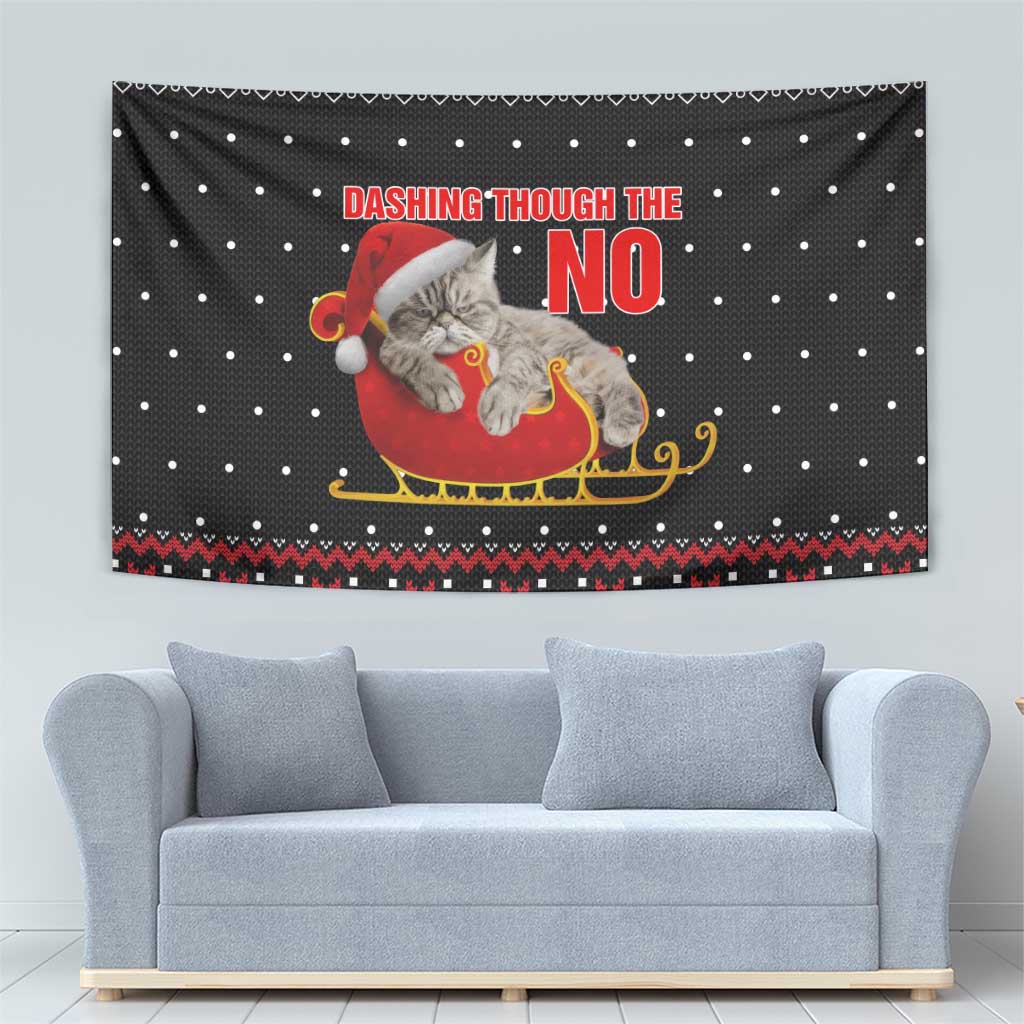 Cat Dashing Through The No Christmas Tapestry Xmas Holiday Patterns - Wonder Print Shop