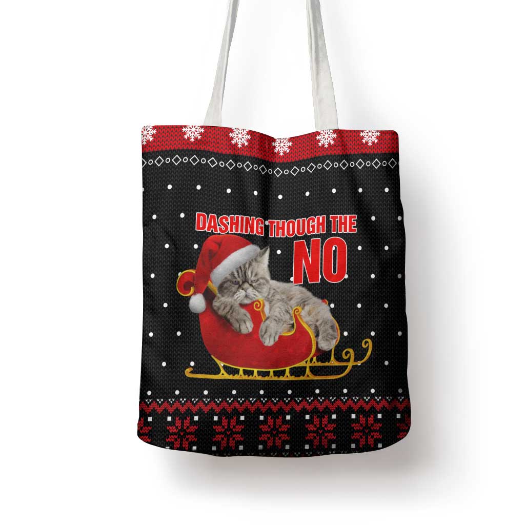 Cat Dashing Through The No Christmas Tote Bag Xmas Holiday Patterns - Wonder Print Shop