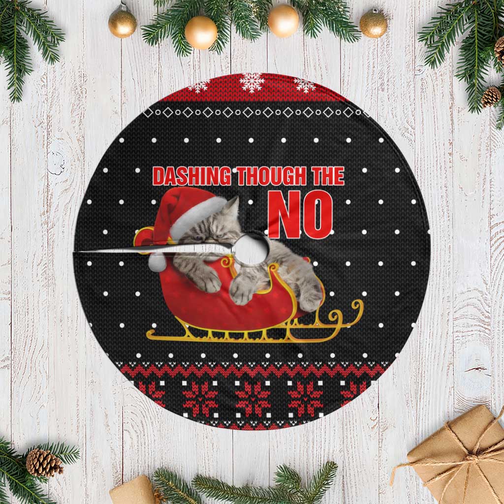 Cat Dashing Through The No Christmas Tree Skirt Xmas Holiday Patterns - Wonder Print Shop