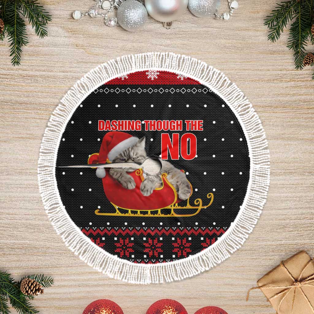 Cat Dashing Through The No Christmas Tree Skirt Xmas Holiday Patterns - Wonder Print Shop