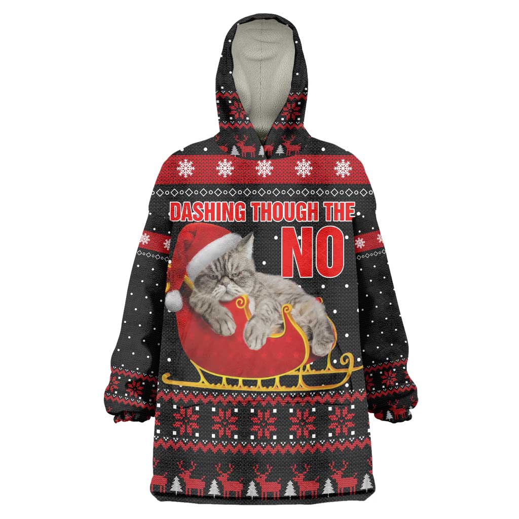 Cat Dashing Through The No Christmas Wearable Blanket Hoodie Xmas Holiday Patterns - Wonder Print Shop