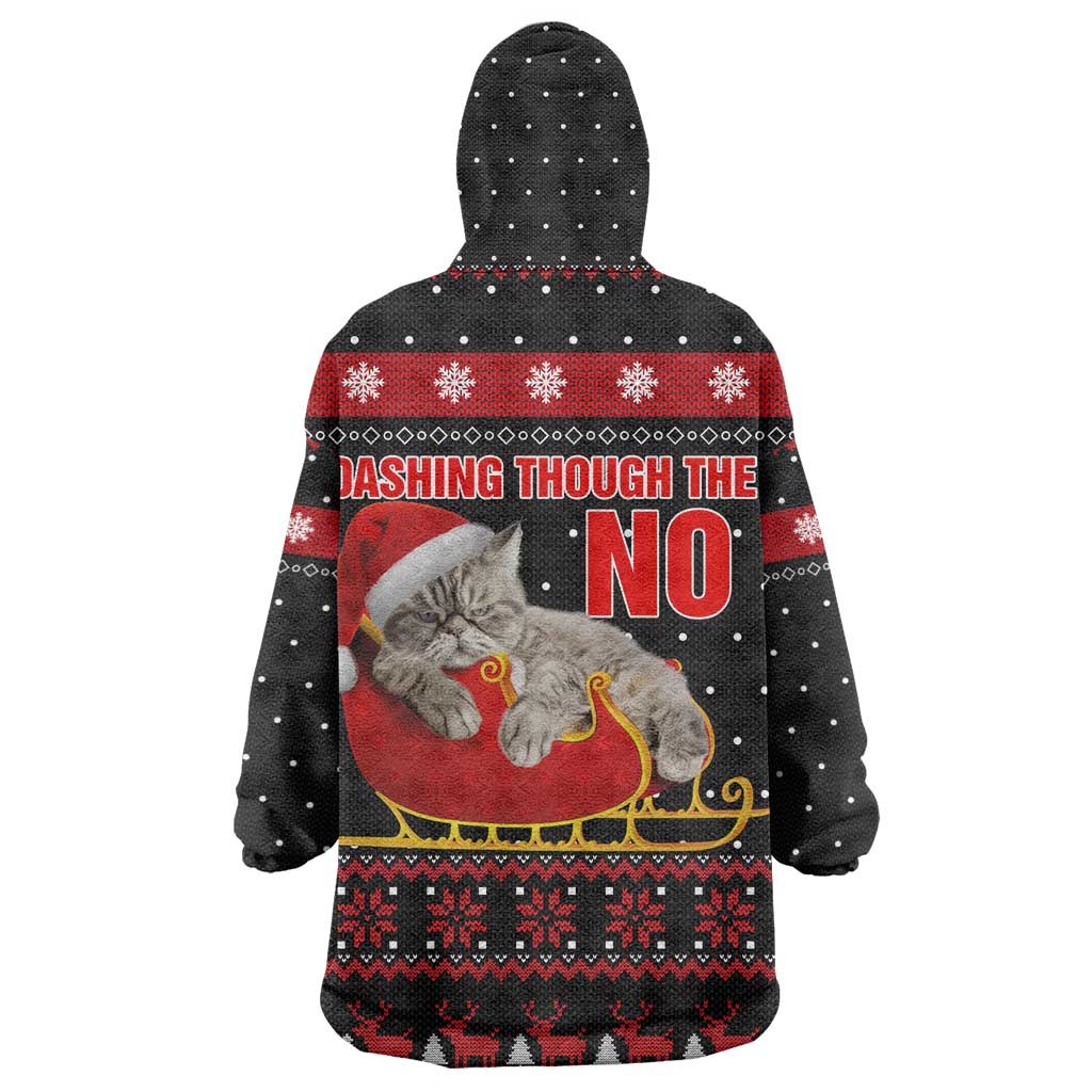 Cat Dashing Through The No Christmas Wearable Blanket Hoodie Xmas Holiday Patterns - Wonder Print Shop