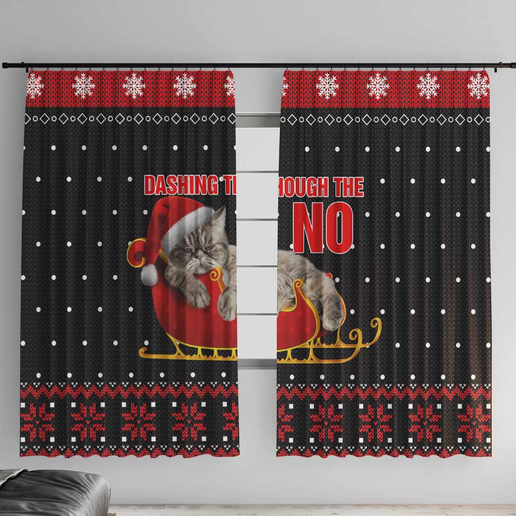 Cat Dashing Through The No Christmas Window Curtain Xmas Holiday Patterns - Wonder Print Shop