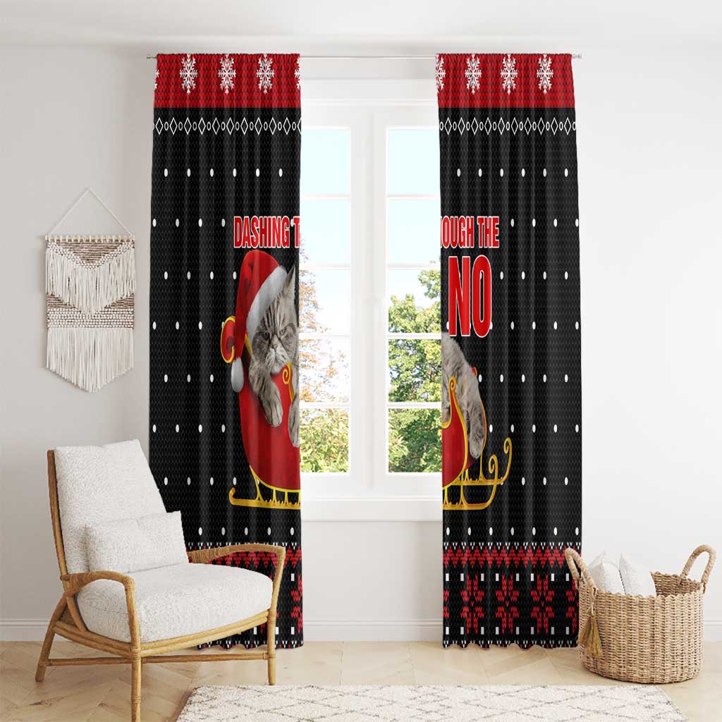 Cat Dashing Through The No Christmas Window Curtain Xmas Holiday Patterns - Wonder Print Shop