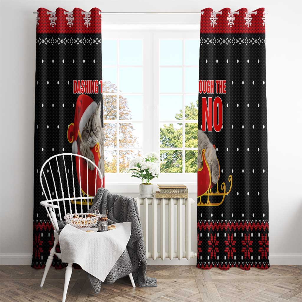 Cat Dashing Through The No Christmas Window Curtain Xmas Holiday Patterns - Wonder Print Shop