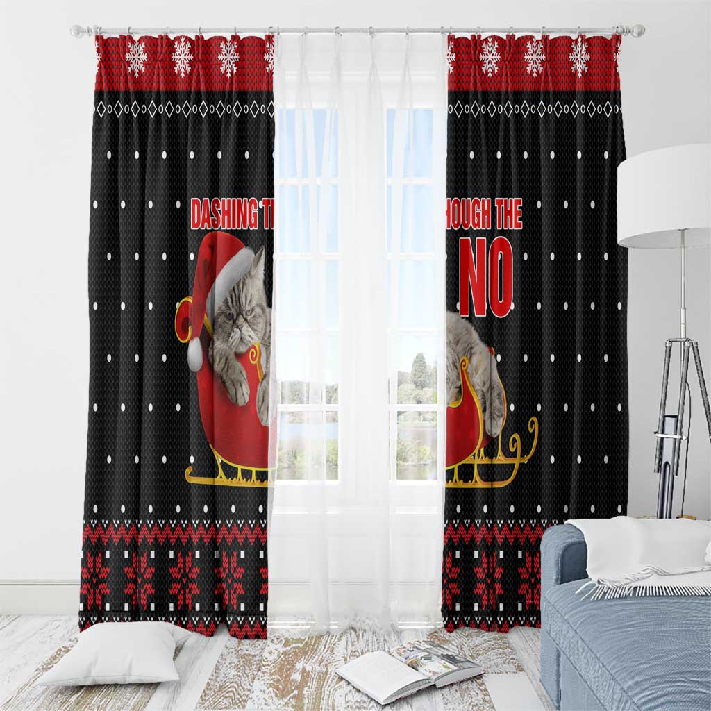 Cat Dashing Through The No Christmas Window Curtain Xmas Holiday Patterns - Wonder Print Shop