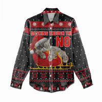 Cat Dashing Through The No Christmas Women Casual Shirt Xmas Holiday Patterns - Wonder Print Shop