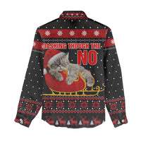 Cat Dashing Through The No Christmas Women Casual Shirt Xmas Holiday Patterns - Wonder Print Shop