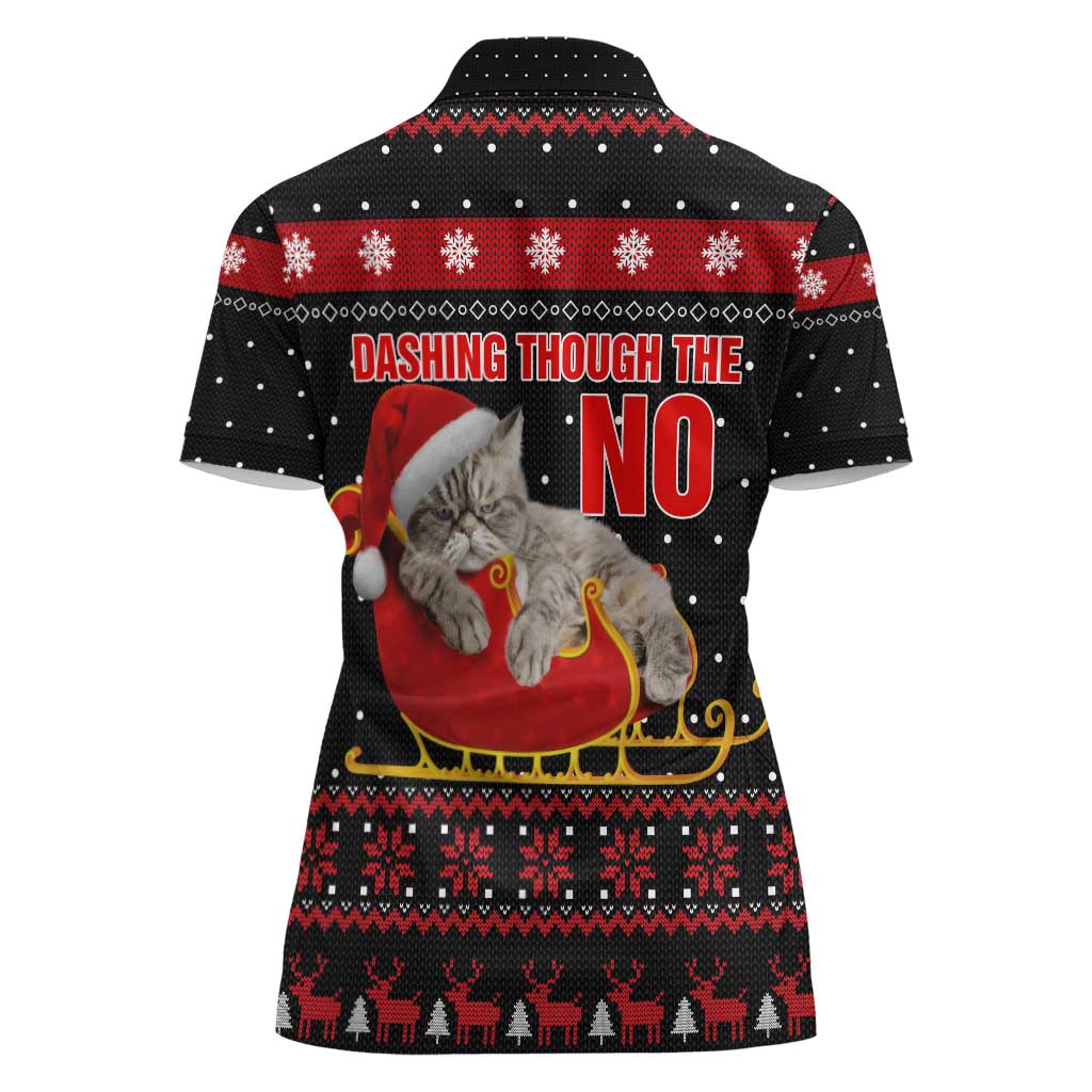 Cat Dashing Through The No Christmas Women Polo Shirt Xmas Holiday Patterns - Wonder Print Shop