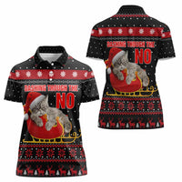 Cat Dashing Through The No Christmas Women Polo Shirt Xmas Holiday Patterns - Wonder Print Shop