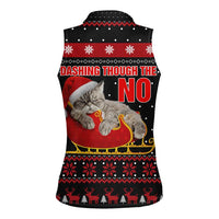 Cat Dashing Through The No Christmas Women Sleeveless Polo Shirt Xmas Holiday Patterns - Wonder Print Shop