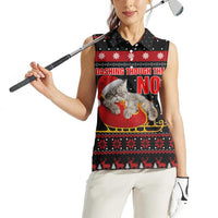 Cat Dashing Through The No Christmas Women Sleeveless Polo Shirt Xmas Holiday Patterns - Wonder Print Shop