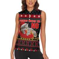 Cat Dashing Through The No Christmas Women Sleeveless Polo Shirt Xmas Holiday Patterns - Wonder Print Shop