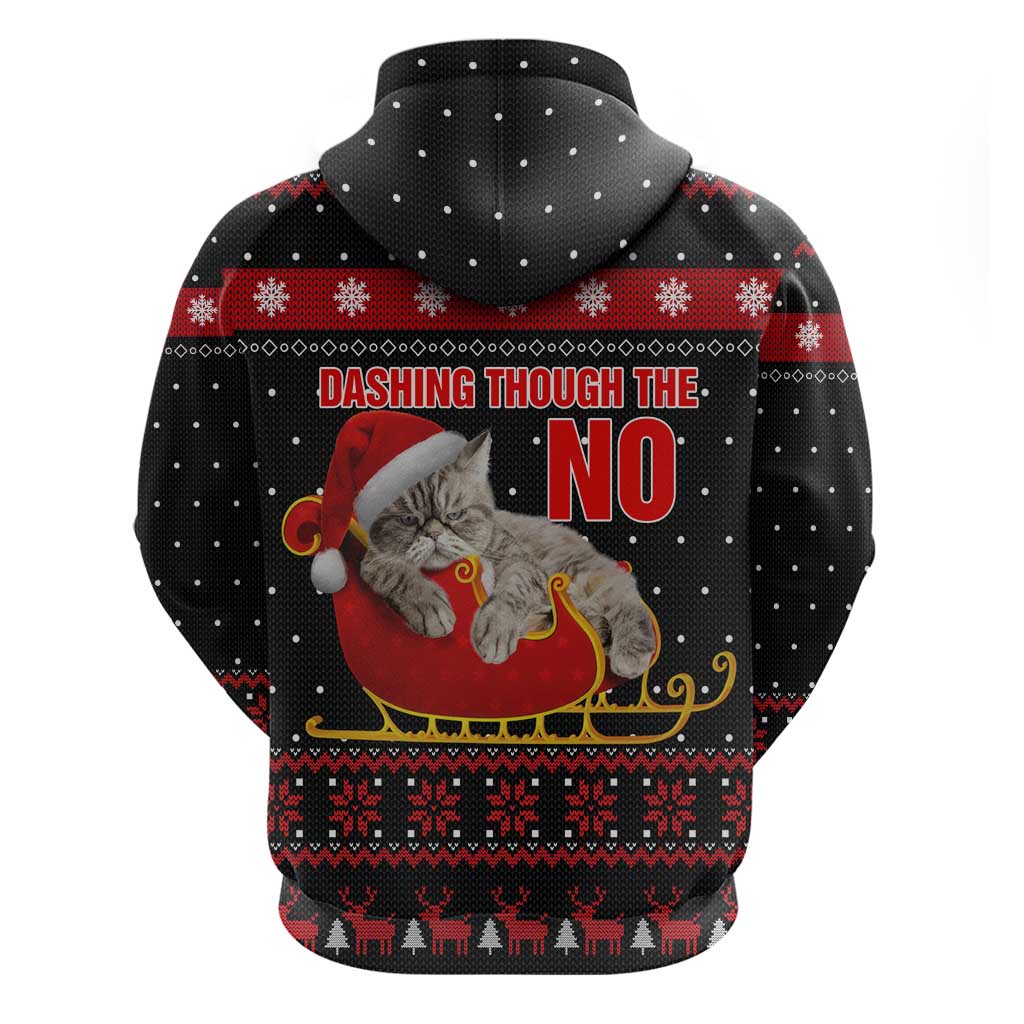 Cat Dashing Through The No Christmas Zip Hoodie Xmas Holiday Patterns - Wonder Print Shop
