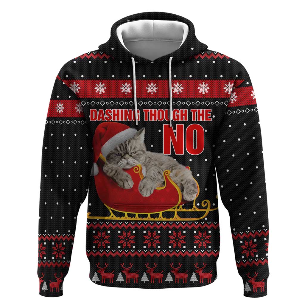 Cat Dashing Through The No Christmas Zip Hoodie Xmas Holiday Patterns - Wonder Print Shop