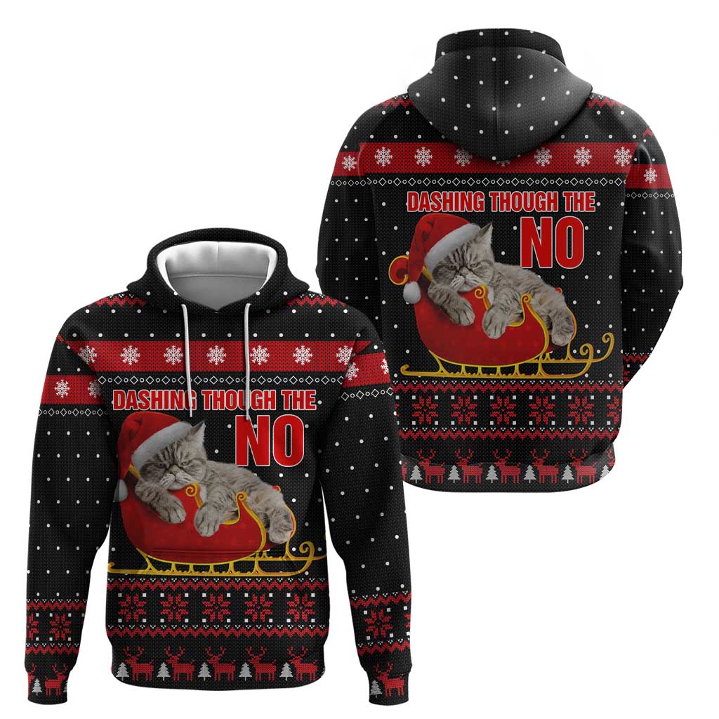 Cat Dashing Through The No Christmas Zip Hoodie Xmas Holiday Patterns - Wonder Print Shop