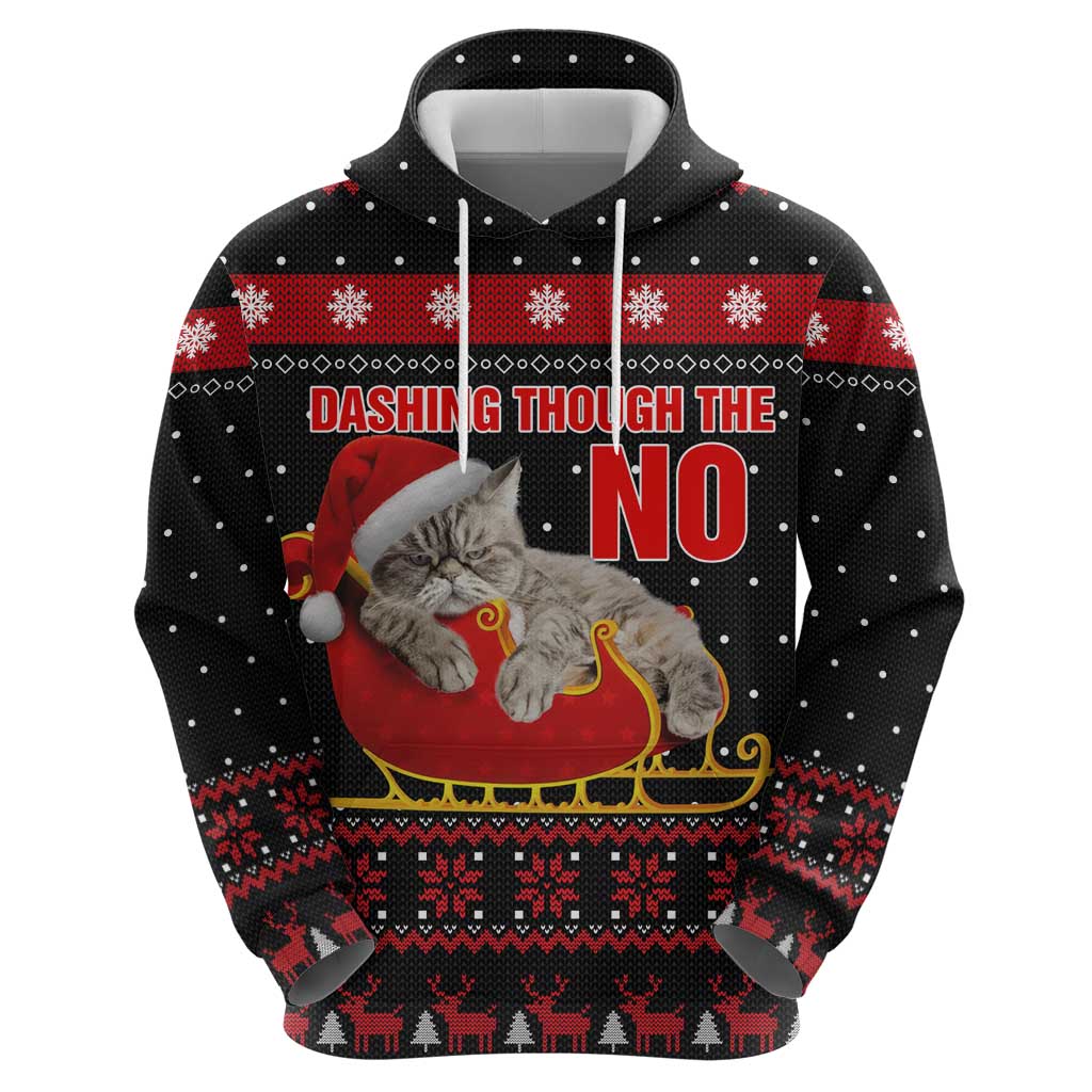 Cat Dashing Through The No Christmas Zip Hoodie Xmas Holiday Patterns - Wonder Print Shop