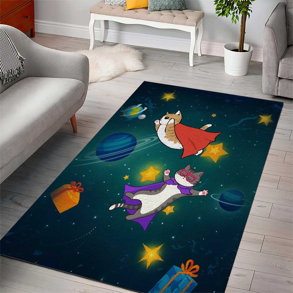 Cat Galaxy Christmas Area Rug Xmas Holiday Patterns - Wonder Print Shop