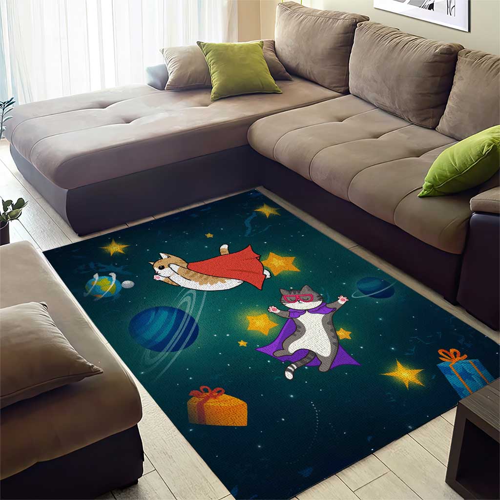 Cat Galaxy Christmas Area Rug Xmas Holiday Patterns - Wonder Print Shop