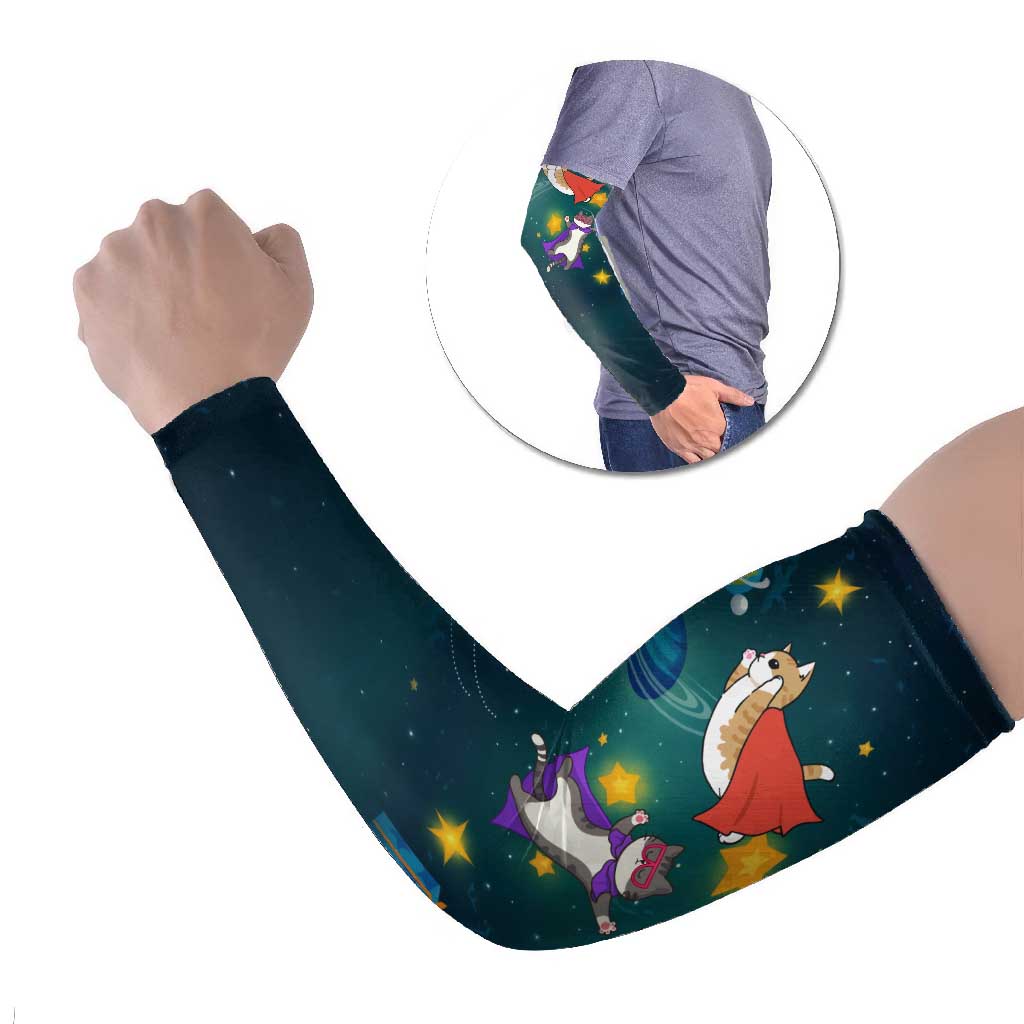 Cat Galaxy Christmas Arm Sleeves Xmas Holiday Patterns - Wonder Print Shop