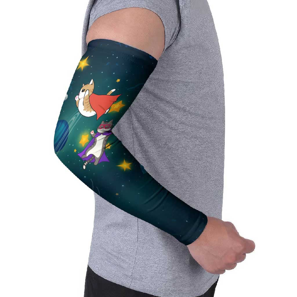 Cat Galaxy Christmas Arm Sleeves Xmas Holiday Patterns - Wonder Print Shop