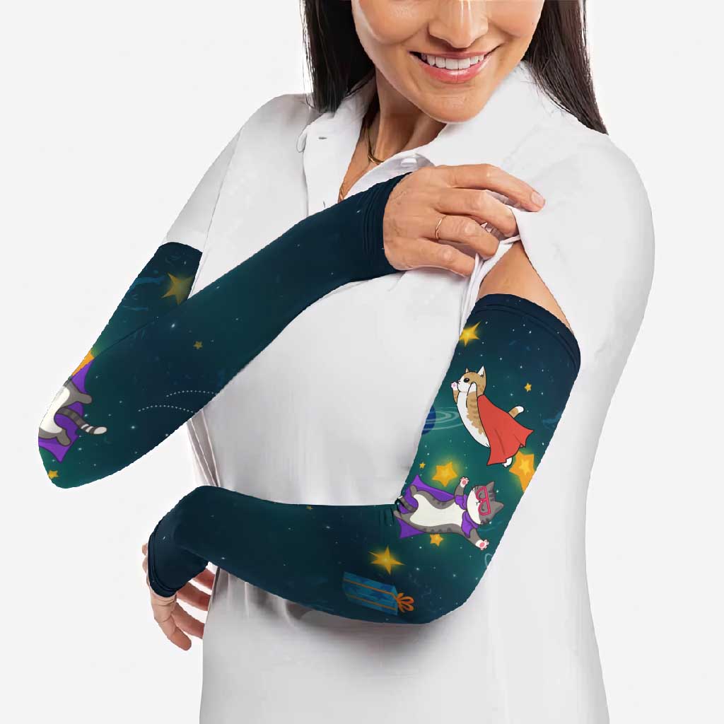Cat Galaxy Christmas Arm Sleeves Xmas Holiday Patterns - Wonder Print Shop