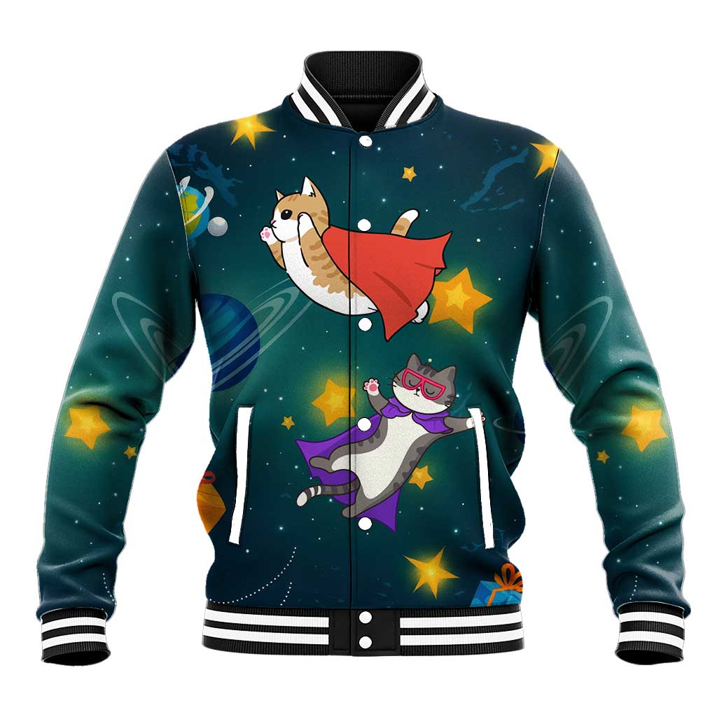 Cat Galaxy Christmas Baseball Jacket Xmas Holiday Patterns - Wonder Print Shop