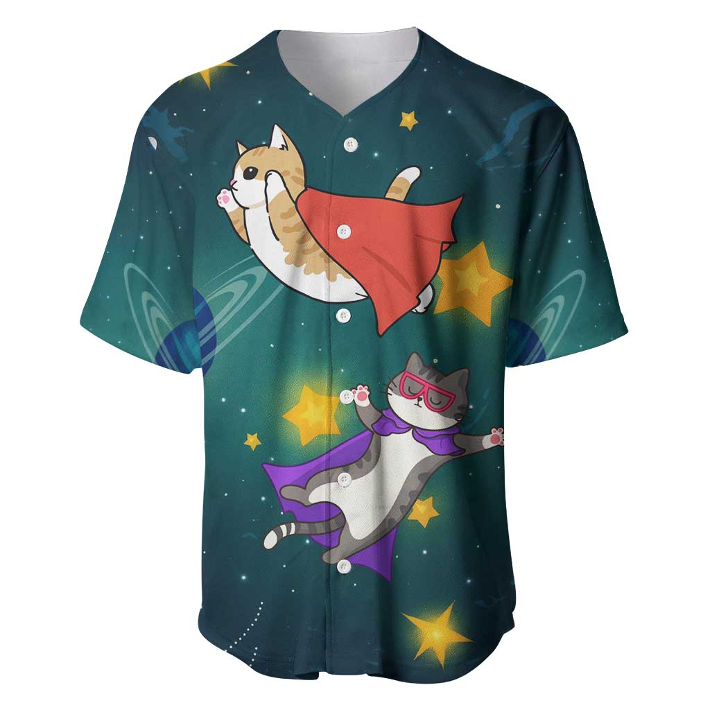 Cat Galaxy Christmas Baseball Jersey Xmas Holiday Patterns - Wonder Print Shop