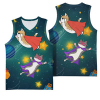 Cat Galaxy Christmas Basketball Jersey Xmas Holiday Patterns - Wonder Print Shop