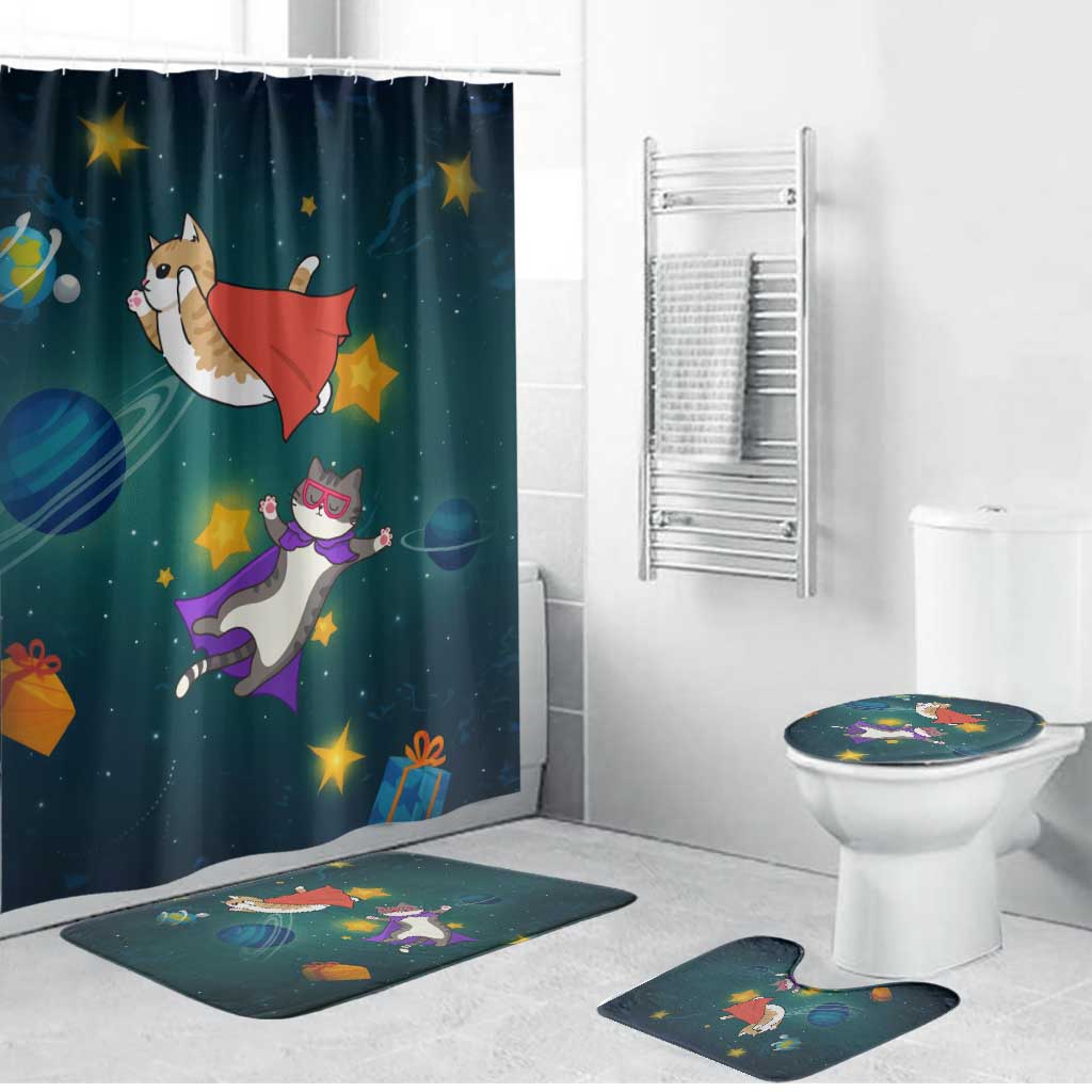 Cat Galaxy Christmas Bathroom Set Xmas Holiday Patterns - Wonder Print Shop