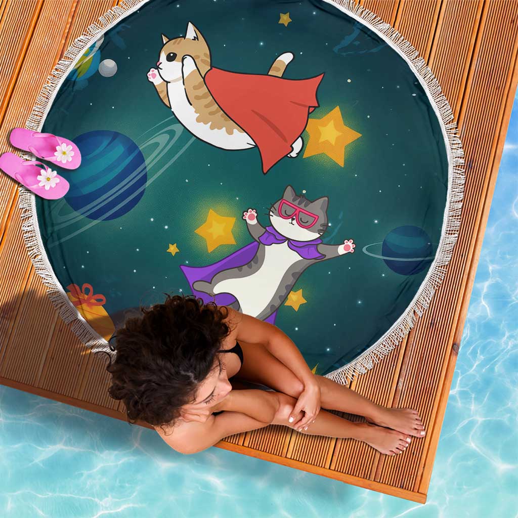 Cat Galaxy Christmas Beach Blanket Xmas Holiday Patterns - Wonder Print Shop