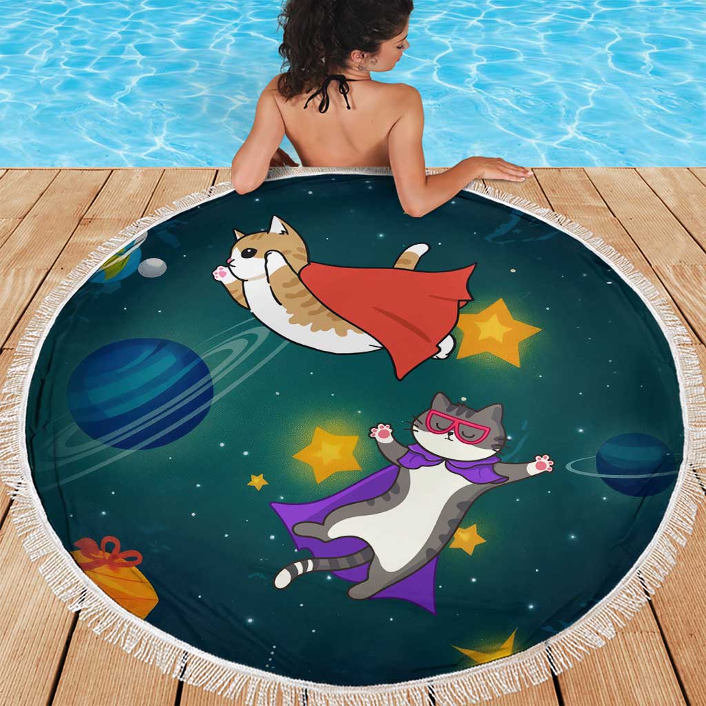 Cat Galaxy Christmas Beach Blanket Xmas Holiday Patterns - Wonder Print Shop