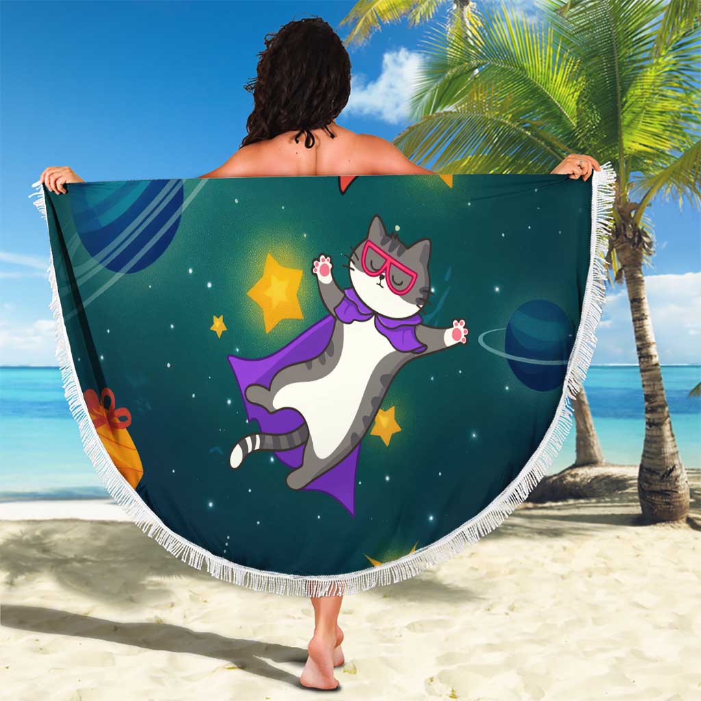 Cat Galaxy Christmas Beach Blanket Xmas Holiday Patterns - Wonder Print Shop