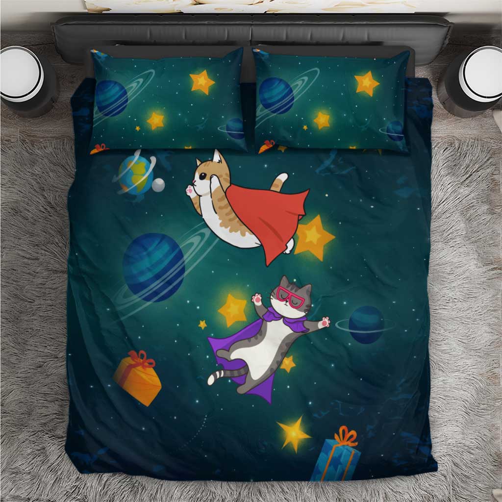Cat Galaxy Christmas Bedding Set Xmas Holiday Patterns - Wonder Print Shop
