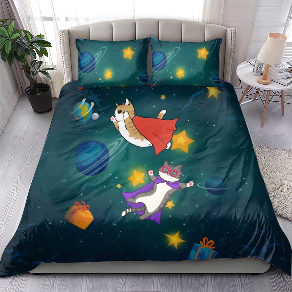 Cat Galaxy Christmas Bedding Set Xmas Holiday Patterns - Wonder Print Shop