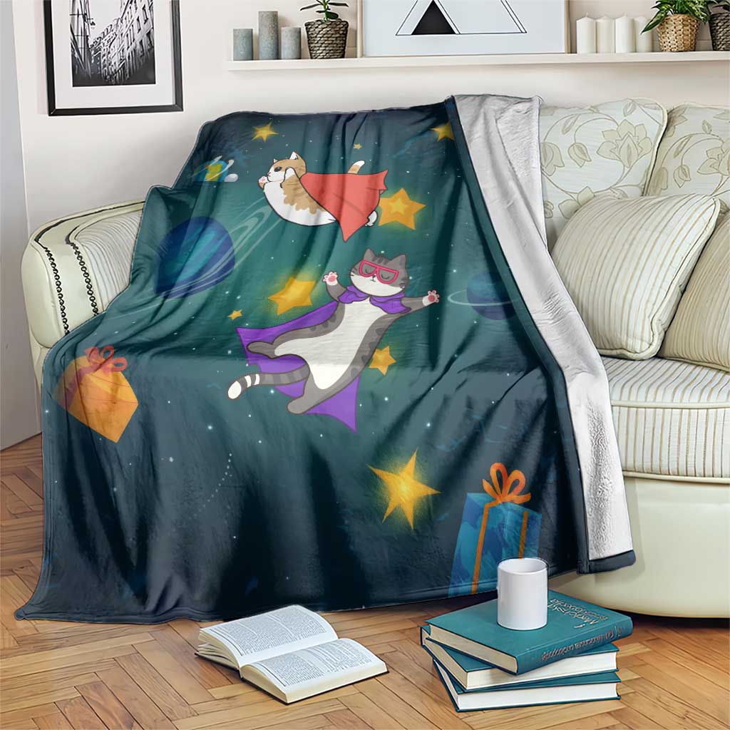 Cat Galaxy Christmas Blanket Xmas Holiday Patterns - Wonder Print Shop
