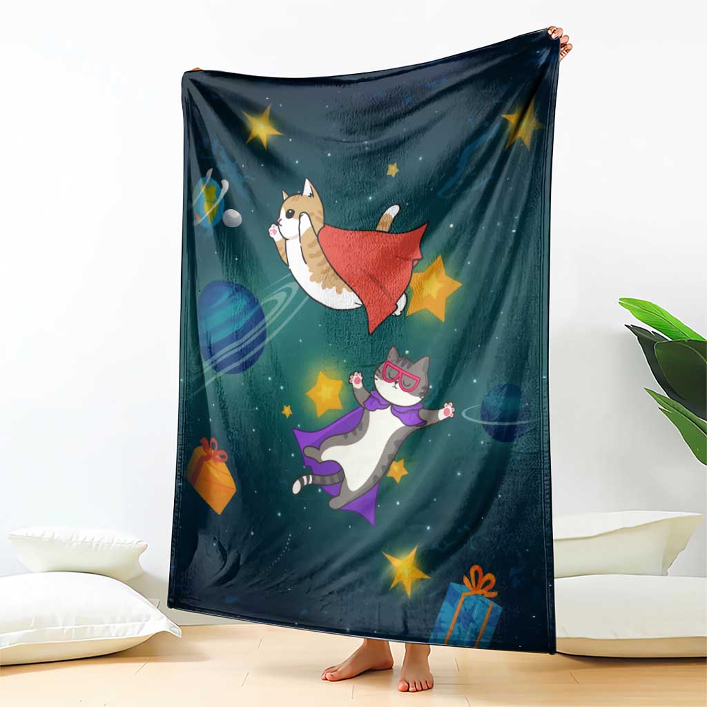 Cat Galaxy Christmas Blanket Xmas Holiday Patterns - Wonder Print Shop