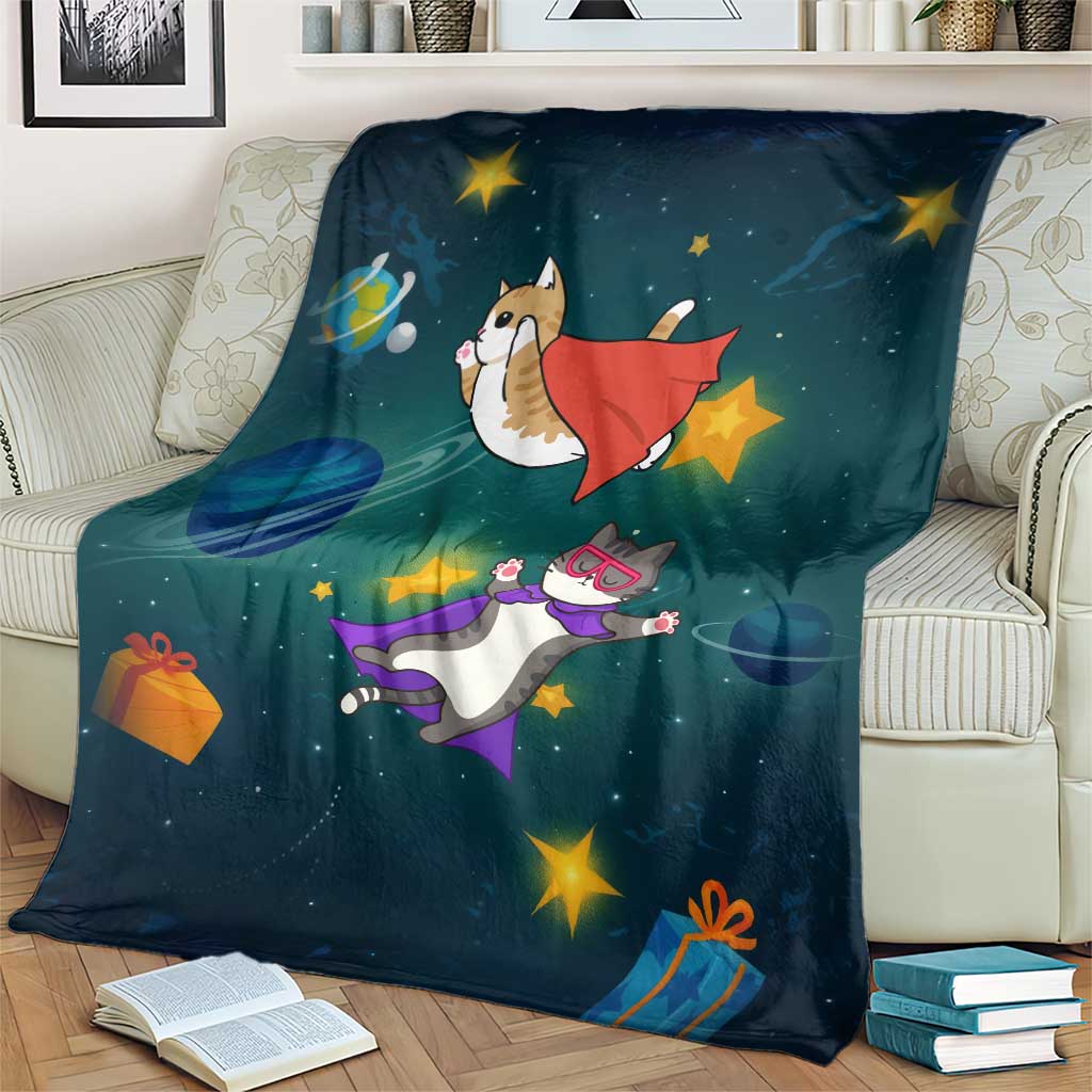 Cat Galaxy Christmas Blanket Xmas Holiday Patterns - Wonder Print Shop