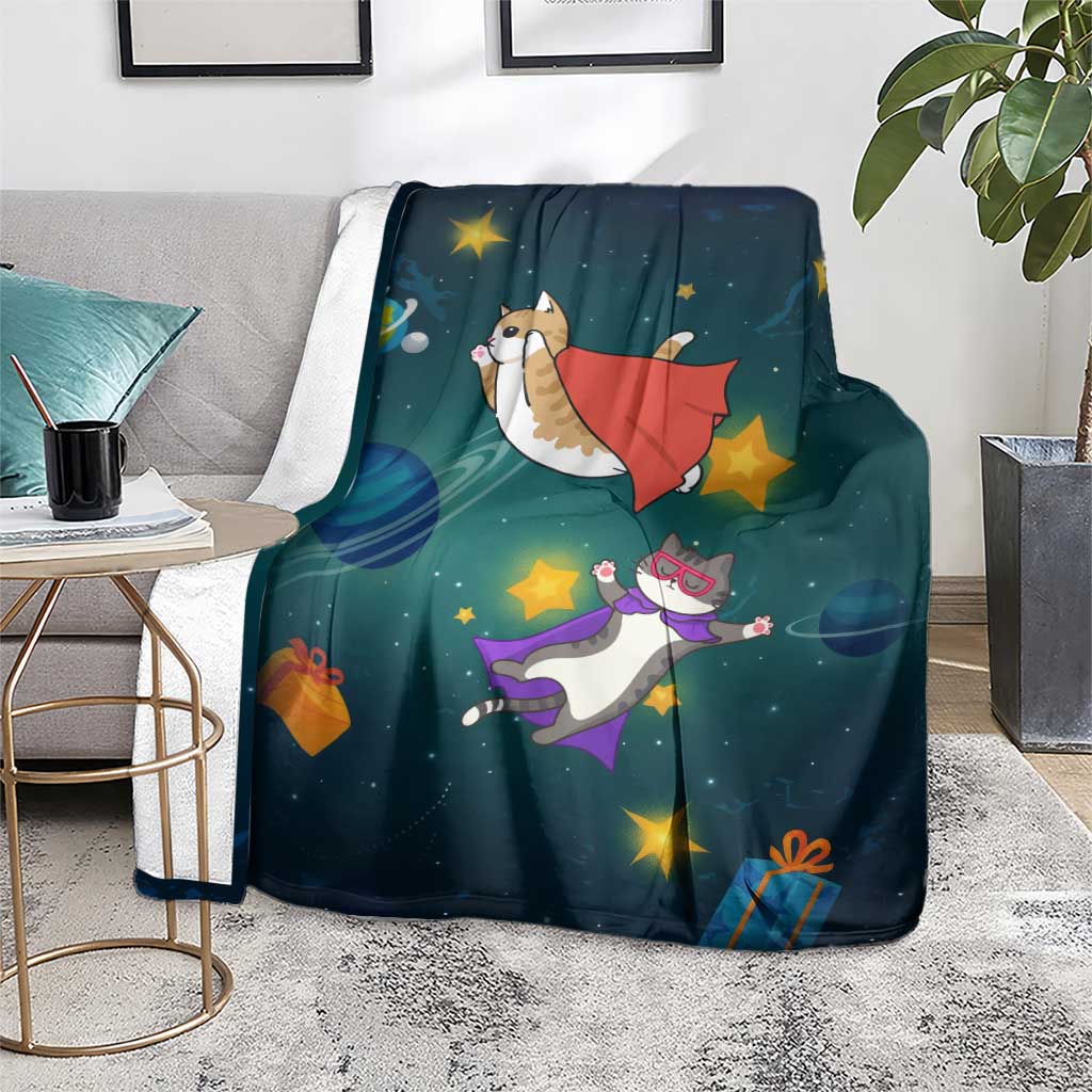 Cat Galaxy Christmas Blanket Xmas Holiday Patterns - Wonder Print Shop