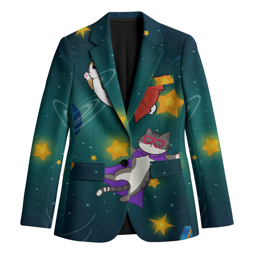 Cat Galaxy Christmas Blazer Xmas Holiday Patterns - Wonder Print Shop