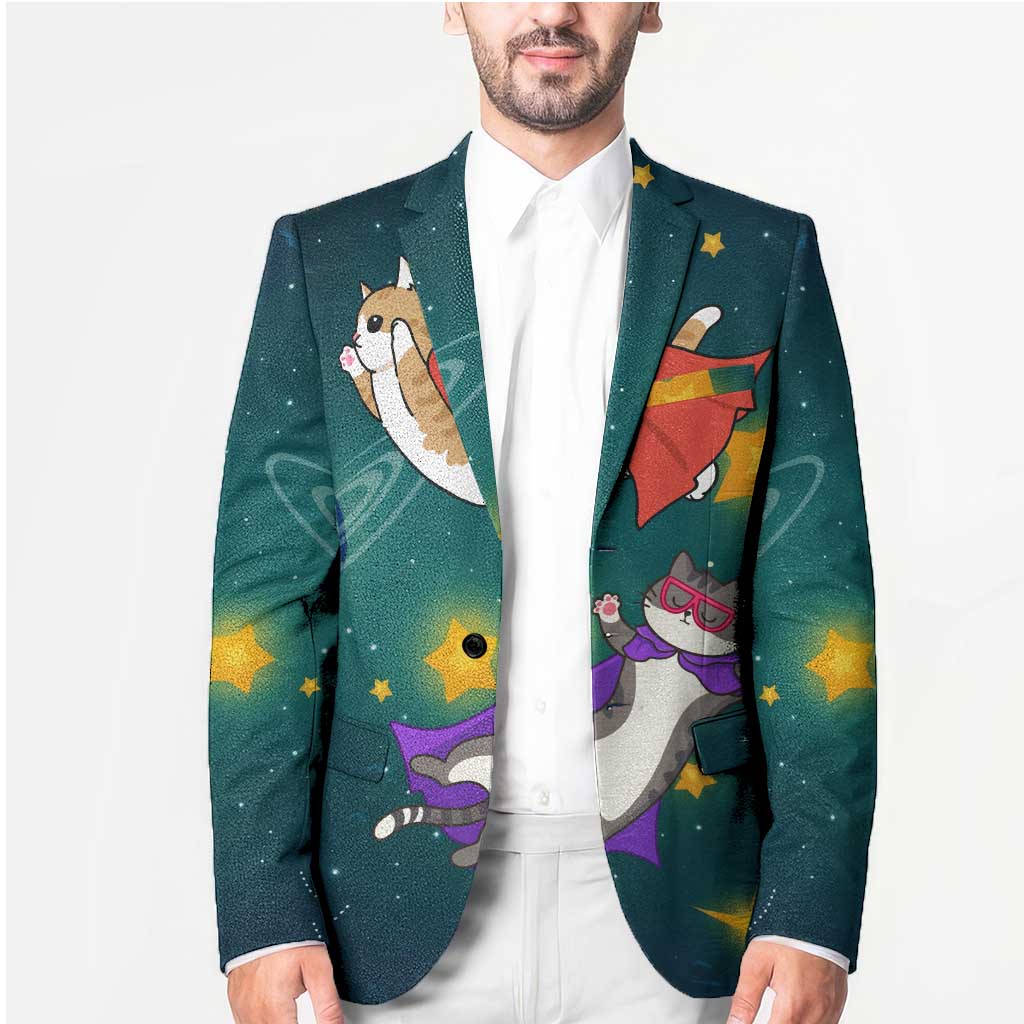 Cat Galaxy Christmas Blazer Xmas Holiday Patterns - Wonder Print Shop