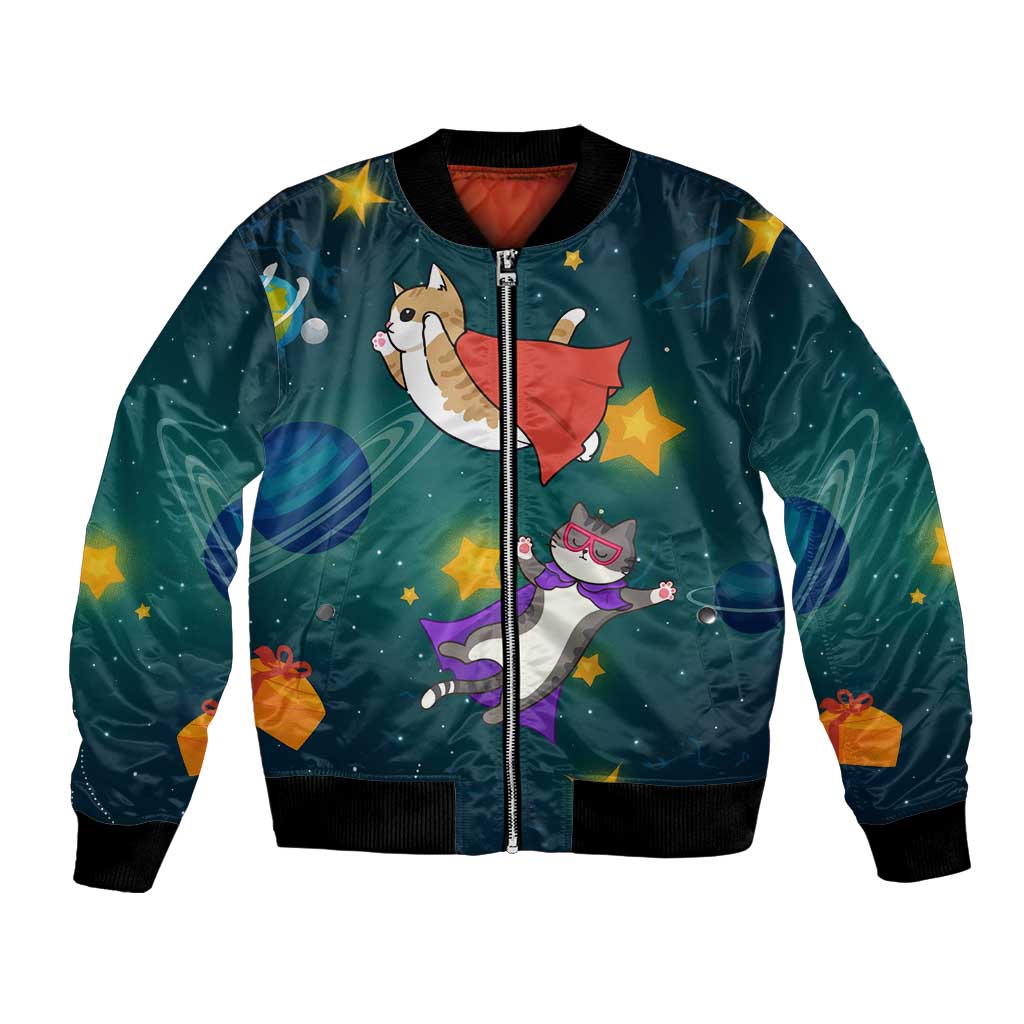 Cat Galaxy Christmas Bomber Jacket Xmas Holiday Patterns - Wonder Print Shop