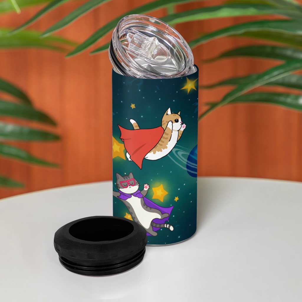 Cat Galaxy Christmas 4 in 1 Can Cooler Tumbler Xmas Holiday Patterns - Wonder Print Shop