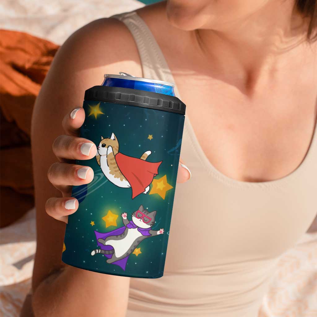 Cat Galaxy Christmas 4 in 1 Can Cooler Tumbler Xmas Holiday Patterns - Wonder Print Shop