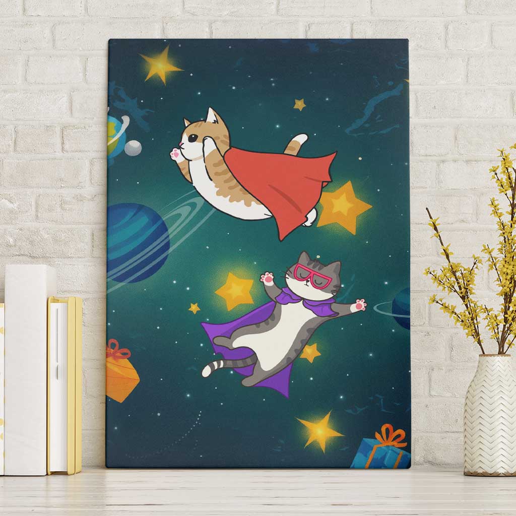 Cat Galaxy Christmas Canvas Wall Art Xmas Holiday Patterns - Wonder Print Shop